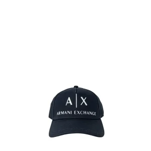 Armani Exchange Casquette en coton bleu avec boucle