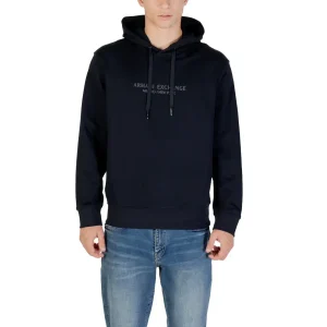 Armani Exchange - Sweat à capuche en coton à col en V - Bleu