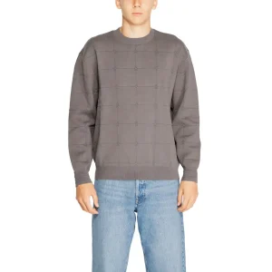 Armani Exchange - Pull en tricot de coton polyamide gris