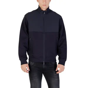 Armani Exchange Hommes Bleu Blazer long zippé à poche frontale