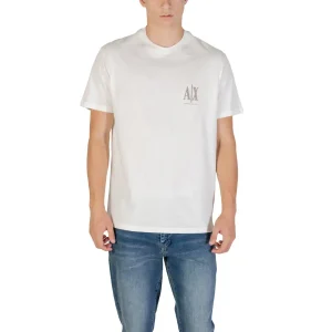 Armani Exchange Hommes Blanc Coton Manches Courtes Col Rond T Shirt