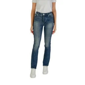 Armani Exchange Femme Blue Zip Button Jeans With Worn Out Effect
