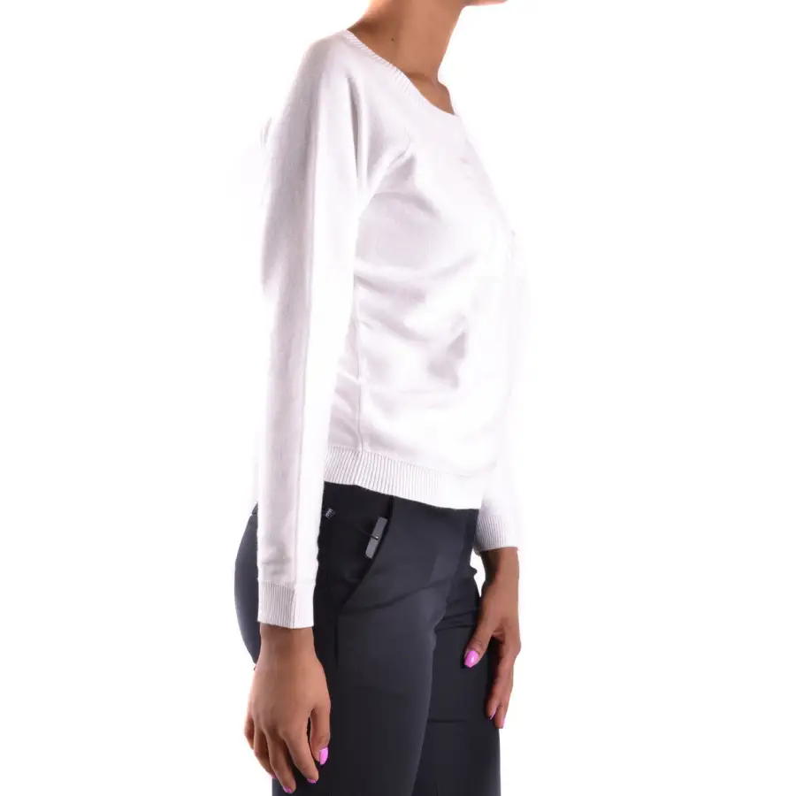 Armani Jeans Women White Cotton Round Neck Knit Top (Top en coton à col rond) – Image 4