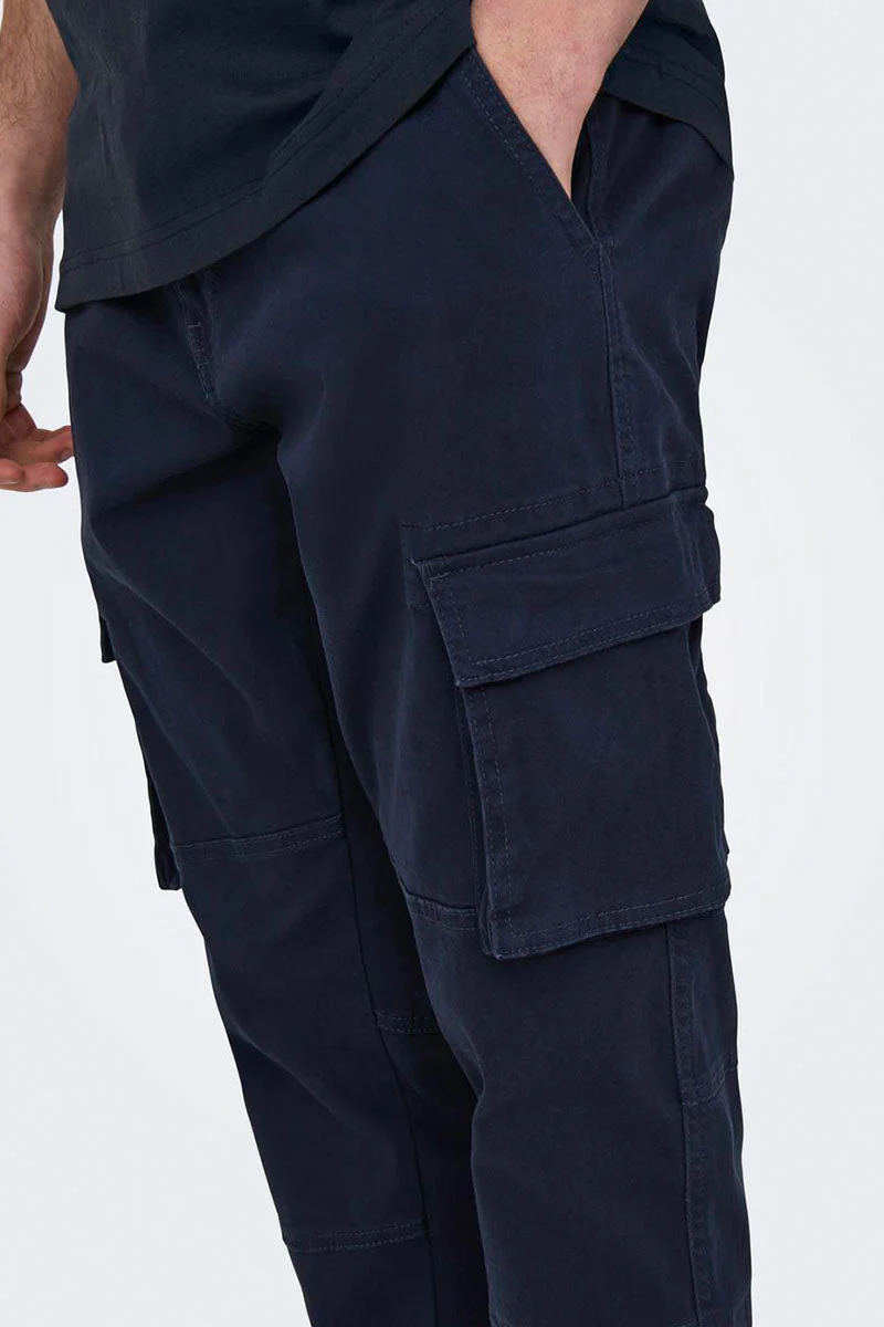 Only & Sons Cam Stage Cargo Cuff Pants dress blues – Image 4