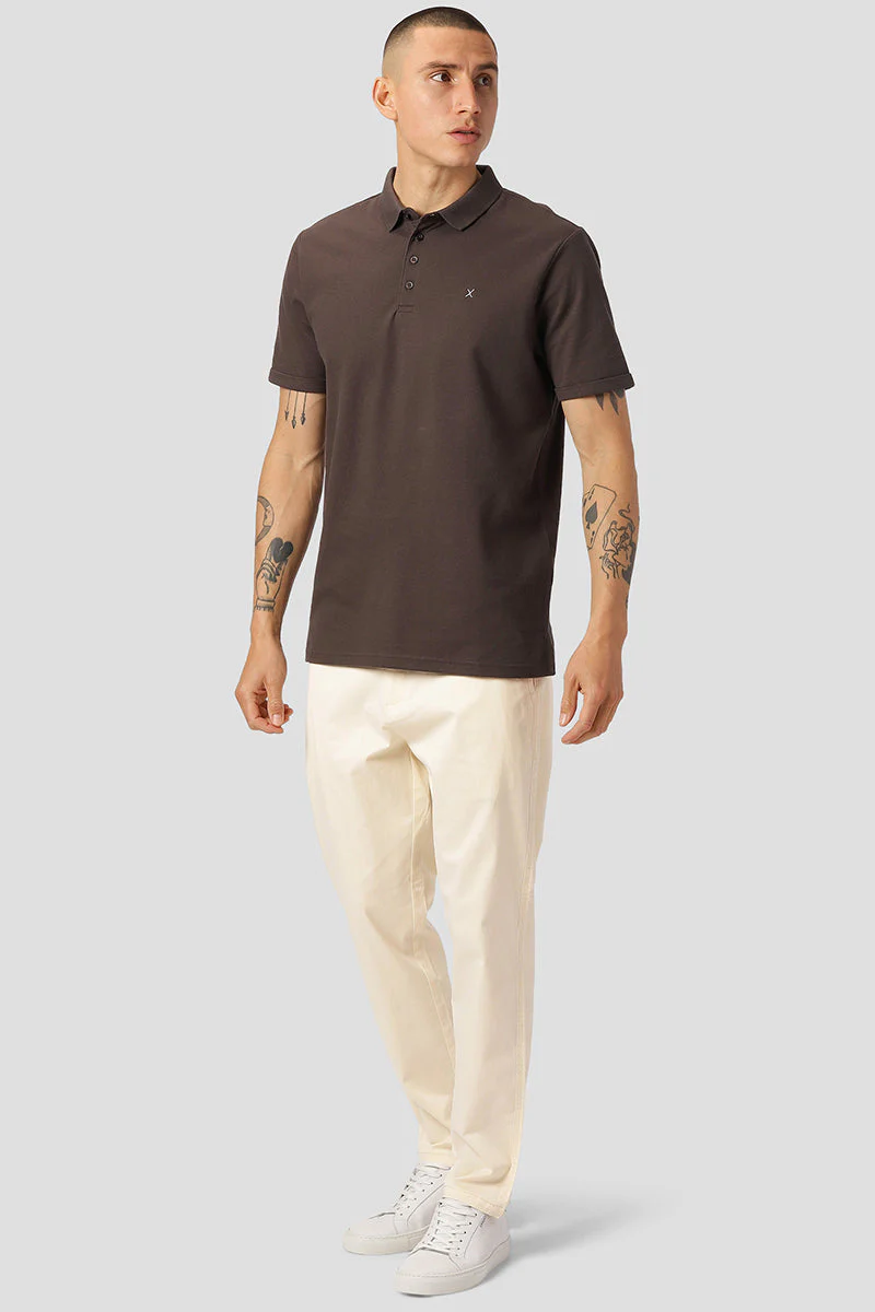 Clean Cut Copenhagen Silkeborg Stretch Polo Dark Brown – Image 3