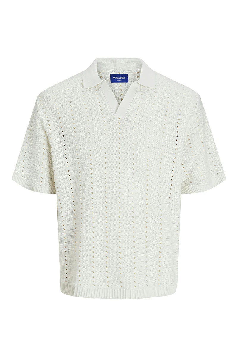 Jack & Jones Aros Knit Easter SS Crochet Polo Sea Salt – Image 8