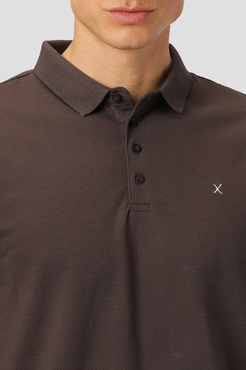 Clean Cut Copenhagen Silkeborg Stretch Polo Dark Brown – Image 4