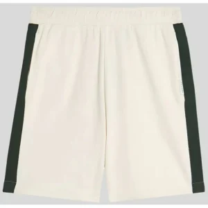 Short beige avec rayures latérales vert foncé