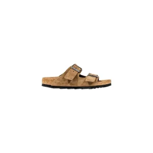 Birkenstock Women Beige Suede Slippers with Buckle Bow (Chaussons en daim beige avec boucle)