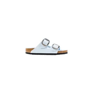 Birkenstock Women Light Blue Faux Leather Slippers