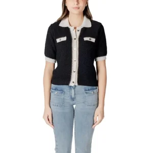 Cardigan à col noir, blanc et crème