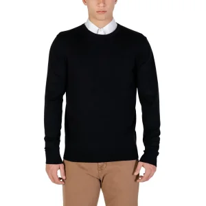 Black Long Sleeve Round Neck Viscose Blend Sweater