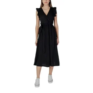 B.young Black - Robe en dentelle sans manches à col en V 100 % coton