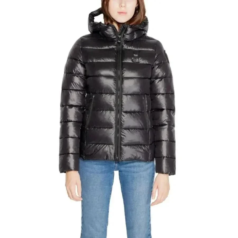 Blauer Women's Black Hooded Jacket with Front Pockets (Veste à capuche noire avec poches avant)