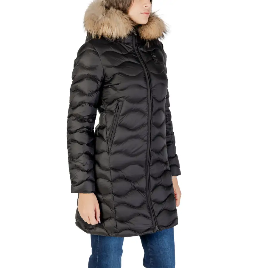 Blauer Women Black Long Zip Jacket with Turtleneck and Hood (Veste longue zippée avec col roulé et capuche) – Image 4