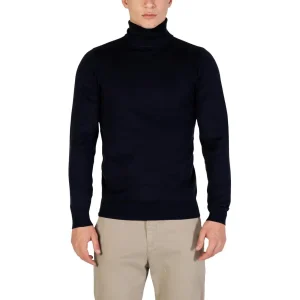 Tricot bleu à col roulé et à manches longues pour hommes