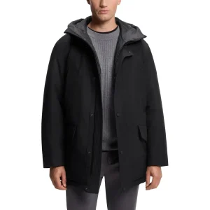 Boss Black Hooded Polyester Jacket for Men