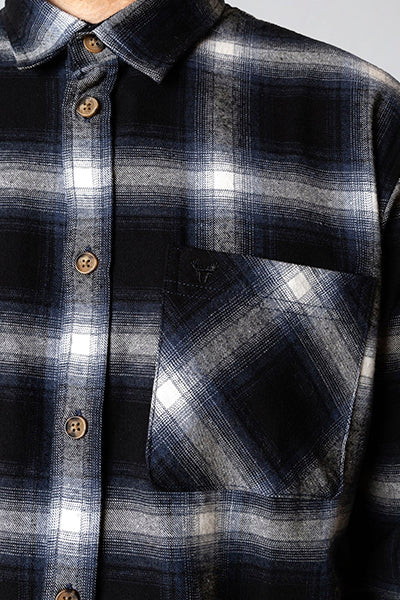 Fat Moose Forest flannel shirt Dark navy/Black check 002 – Image 3