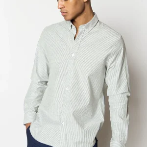 Clean Cut Copenhagen Oxford Stretch Stripe L/S Dusty green striped