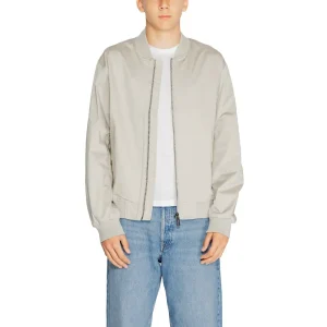 Calvin Klein Hommes Blazer long gris avec fermeture éclair et poches sur le devant