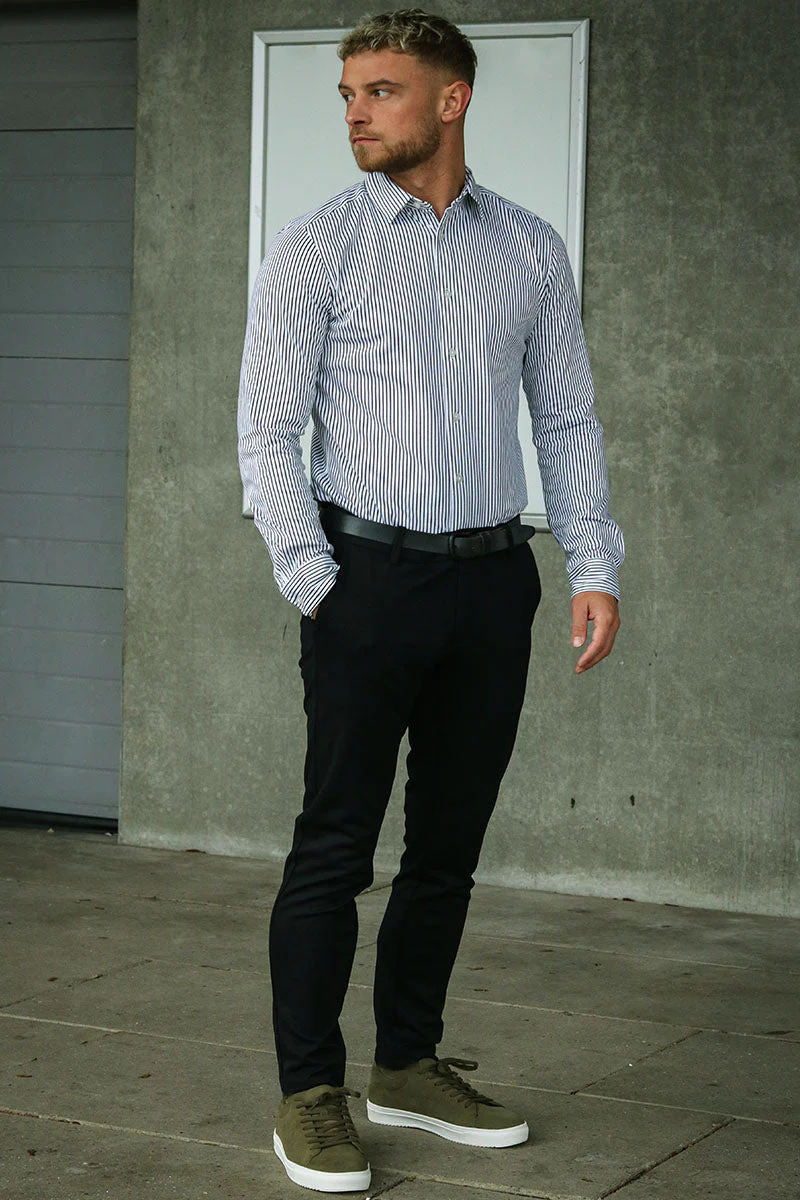 Only & Sons Miles Stripe LS Stretch Shirt Rosin – Image 3