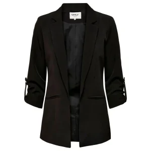 Blazer noir classique à col lapon uni pour femmes automne hiver