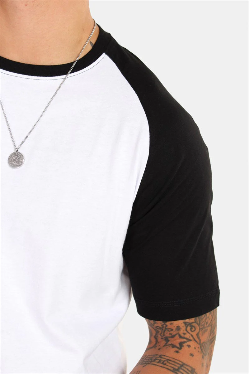 Basic Brand Raglan Tee White/Black – Image 5