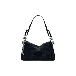 Desigual Black Polyurethane Zip Tote Bag for Fall Winter Women
