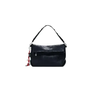 Desigual Black Polyurethane Zip Womens Tote Bag Fall Winter