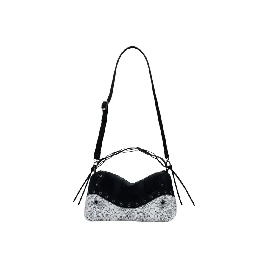 Desigual Fall Winter Black PU Shoulder Handbag with Zip Pocket – Image 3