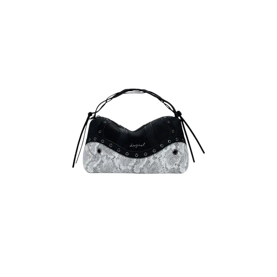 Desigual Fall Winter Black PU Shoulder Handbag with Zip Pocket – Image 2