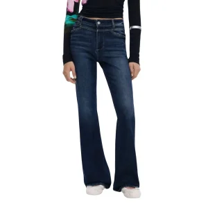 Desigual Women Blue Zip Button Jeans pour l'automne et l'hiver