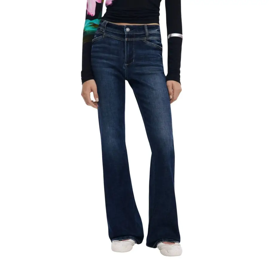 Desigual Women Blue Zip Button Jeans pour l'automne et l'hiver