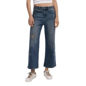 Desigual Womens Blue Rhinestone Embellished Jeans