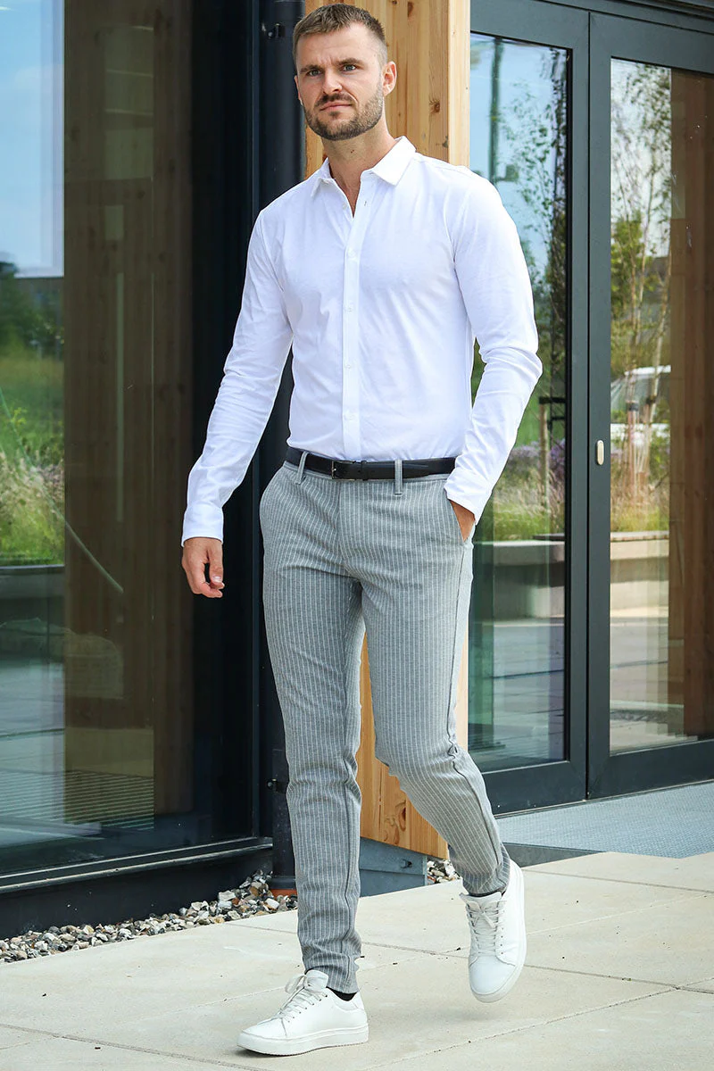 Only & Sons Mark Pant Stripe Light Grey Melange – Image 4