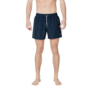 EA7 Maillot de bain homme Bleu Short polyester à lacets