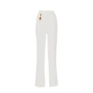 Elisabetta Franchi White Linen Viscose Trousers