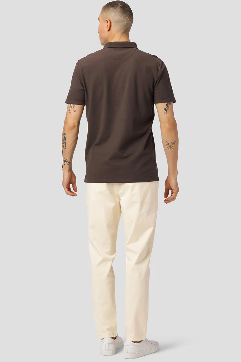 Clean Cut Copenhagen Silkeborg Stretch Polo Dark Brown – Image 5