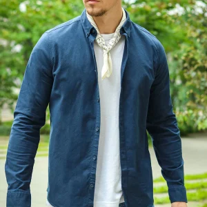 Solid Val Oxford Stretch Shirt LS Insignia Blue