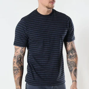 Basic Brand T-shirt Striped Heather Blue/Black