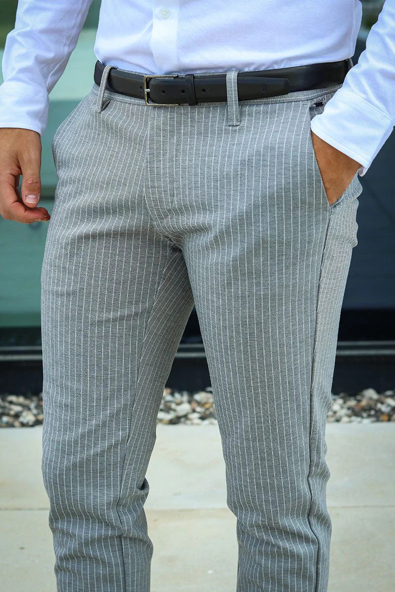 Only & Sons Mark Pant Stripe Light Grey Melange – Image 3