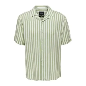 Only & Sons Chemise homme géométrique verte en 100% viscose