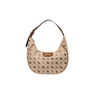 Guess Fall Winter Women Handbag in Beige Print with Zip Pockets (en anglais)