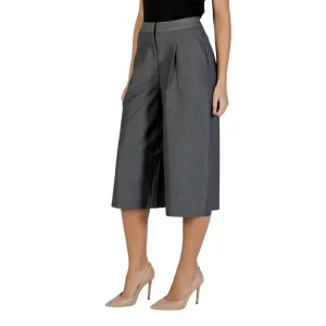 Ichi Women Grey Trousers with Zip and Pockets (pantalon gris avec fermeture éclair et poches)