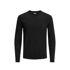 Jack & Jones Black Cotton Round Neck Sweater (Pull à col rond en coton)