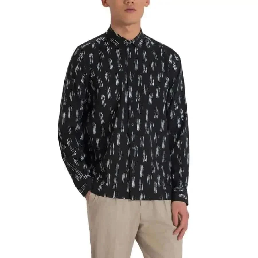 Antony Morato Men's Black Printed Long-Sleeve Shirt – Image 2