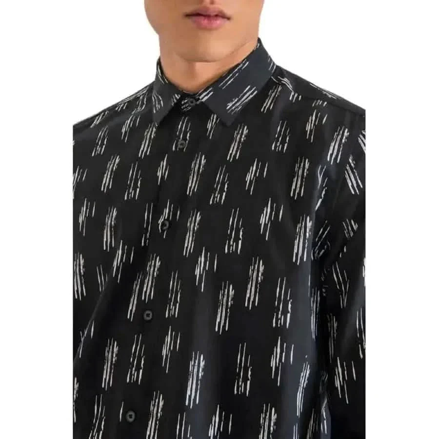 Antony Morato Men's Black Printed Long-Sleeve Shirt – Image 3
