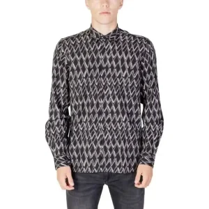 Antony Morato Men's Black Geometric Long Sleeve Shirt (Chemise à manches longues géométriques)