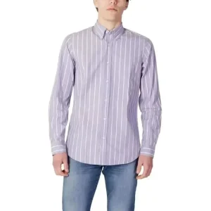 Boss Men's Lilac Striped Cotton Shirt