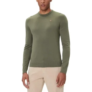 Napapijri - Pull à col rond en coton vert pour hommes
